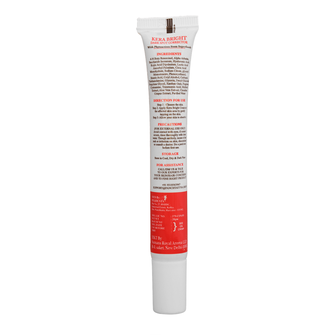 Panchtattva Kera Bright Dark Spot Corrector: Diminishes Dark Spots, Lightens Blemishes, Reduces Acne Scars, Reduces Discolouration, Dermatologically Tested, Evens out Skin Tone, Paraben Free My Store