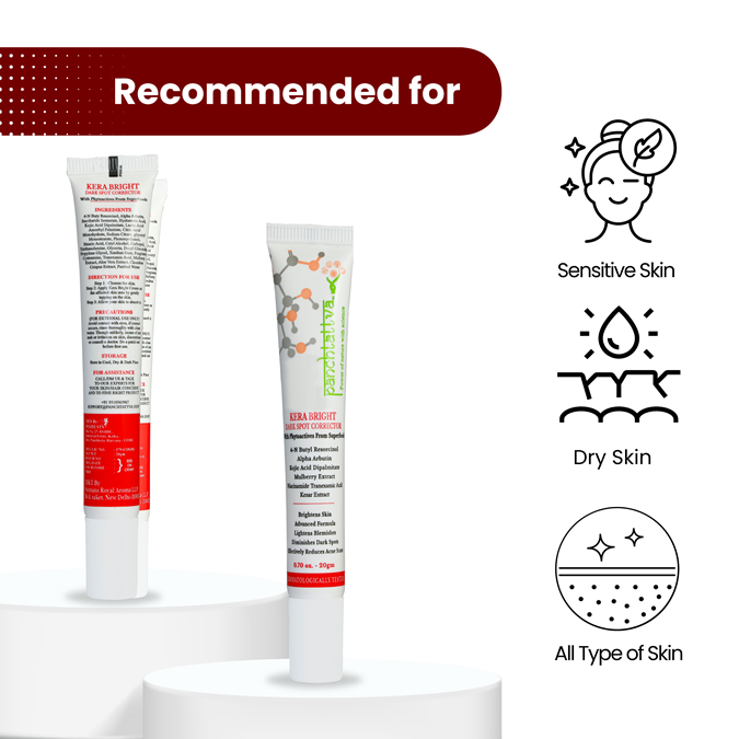Panchtattva Kera Bright Dark Spot Corrector: Diminishes Dark Spots, Lightens Blemishes, Reduces Acne Scars, Reduces Discolouration, Dermatologically Tested, Evens out Skin Tone, Paraben Free My Store