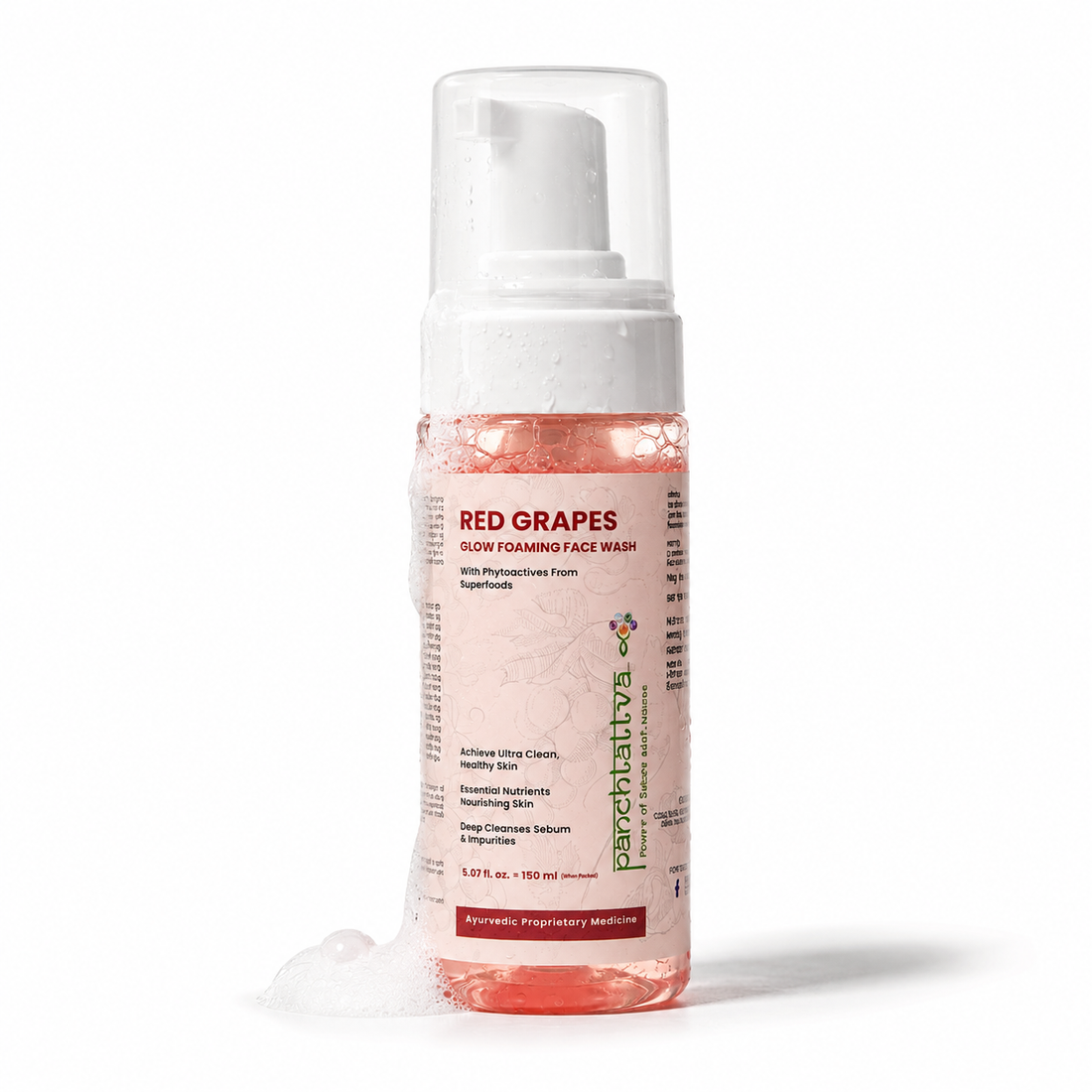 Panchtattva Red Grapes Glow Foaming Face Wash 150ML: 100% Natural, Deep Cleansing Formula for Clean & Healthy Skin, With Vitamin C, With Essential Nutrients for Brighter Glow, For All Skin Types My Store