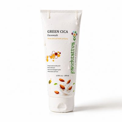 Panchtattva Green Cica Facewash: With Almond Milk & Honey, Prevents Acne, Keeps Skin Hydrated, Sulphate Free, Cleanses The Pores, Prevents Dullness, Instant Glow, Maintains Skin’s pH Level My Store