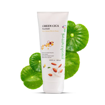 Panchtattva Green Cica Facewash: With Almond Milk & Honey, Prevents Acne, Keeps Skin Hydrated, Sulphate Free, Cleanses The Pores, Prevents Dullness, Instant Glow, Maintains Skin’s pH Level - panchtattvashop