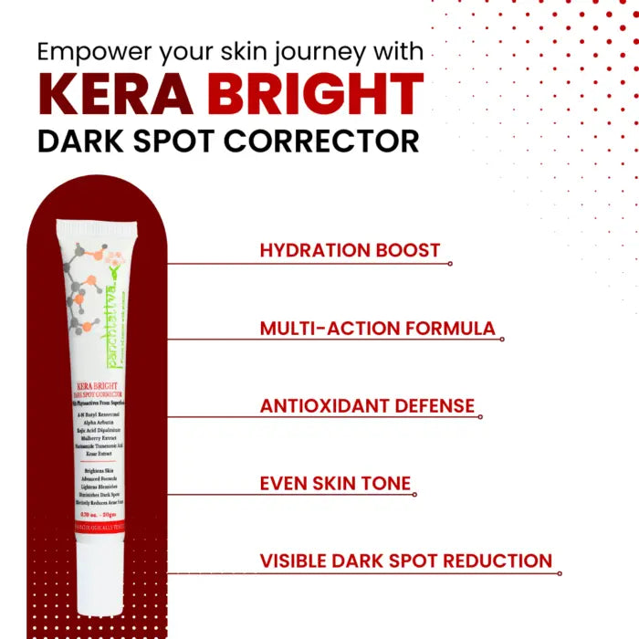 Panchtattva Kera Bright Dark Spot Corrector: Diminishes Dark Spots, Lightens Blemishes, Reduces Acne Scars, Reduces Discolouration, Dermatologically Tested, Evens out Skin Tone, Paraben Free - panchtattvashop