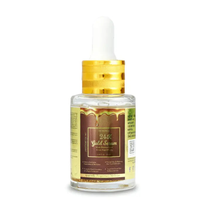 Panchtattva Moringa 24K Gold Serum: Reduces Dark Spots, Pigmentation & Blemishes, Boosts Collagen Production, Reduces Fine lines & Wrinkles, Ayurvedic, 100% Natural - panchtattvashop